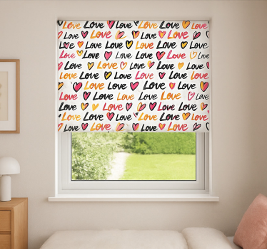 Store enrouleur chambre ado texte « amour, amour, amour » - TenStickers